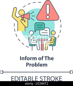 Informing about problem concept icon Stock Vector