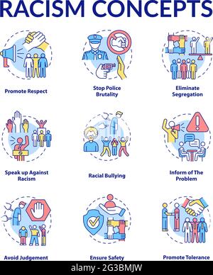 Racism concept icons set Stock Vector