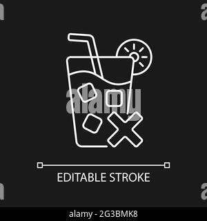 No cold drinks white linear icon for dark theme Stock Vector