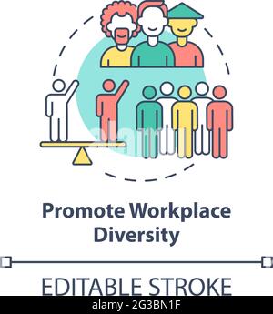 Promote workplace diversity concept icon Stock Vector