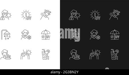 Heatstroke risk during summer linear icons set Stock Vector Image & Art ...
