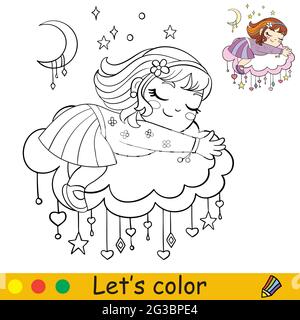 girl sleeping coloring page