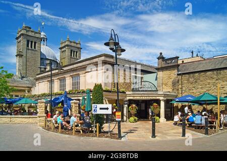 UK, North Yorkshire, Harrogate, Rear Entrance to The Winter Gardens which is now a Wetherspoons Pub. Stock Photo