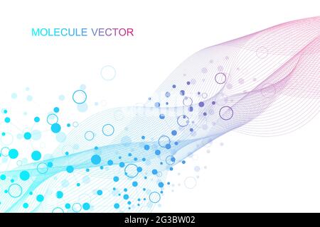 Structure molecule and communication. Dna, atom, neurons. Scientific concept for your design. Connected lines with dots. Medical, technology Stock Vector