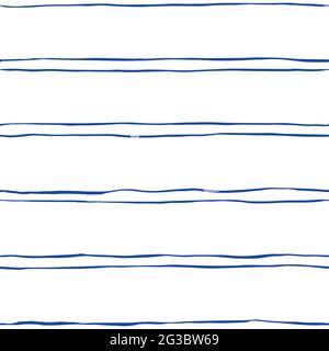 Ink doodle wave stripes seamless pattern. Hand drawn lines repeat background with lines painted with a pen. For fabric, wrapping, invitations, card, scrapbooking or wallpaper. Stock Vector