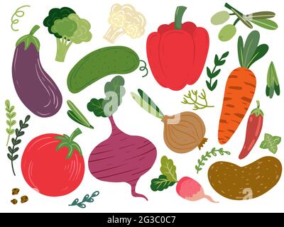 Collection hand drawn vegetables. Vector illustration Stock Vector