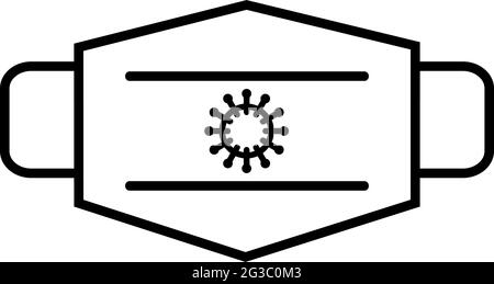 Masks with viruses,covid 19 prevention items. Line, outline symbols. Vector illustration Stock Vector