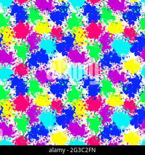 Color ink splashes Seamless pattern. Grunge splatters. Abstract background. Grunge text banners Stock Vector