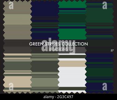Striped seamless pattern collection includes 8 designs for fashion textiles, graphics Stock Vector