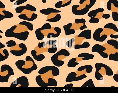 Leopard seamless pattern. Animal texture. Monochrome brown, orange, black spots of a hypard. Animal skin, camouflage color. Vector illustration Stock Vector