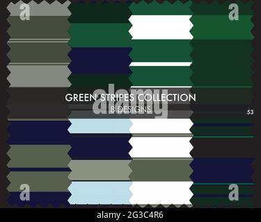 Striped seamless pattern collection includes 8 designs for fashion textiles, graphics Stock Vector
