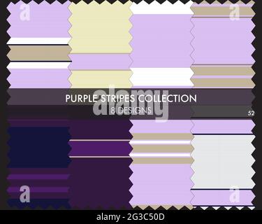 Striped seamless pattern collection includes 8 designs for fashion textiles, graphics Stock Vector