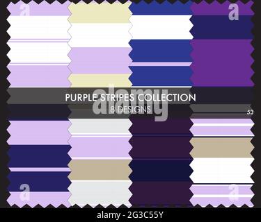 Striped seamless pattern collection includes 8 designs for fashion textiles, graphics Stock Vector