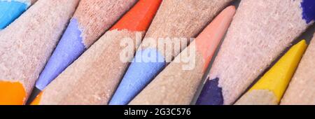 Closeup of multicolored sharpened pencils for drawing Stock Photo