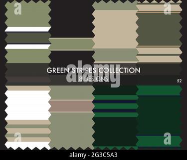 Striped seamless pattern collection includes 8 designs for fashion textiles, graphics Stock Vector