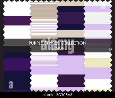 Striped seamless pattern collection includes 8 designs for fashion textiles, graphics Stock Vector