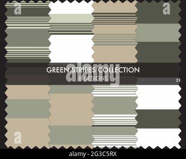 Striped seamless pattern collection includes 8 designs for fashion textiles, graphics Stock Vector