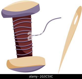 Small spool of sewing thread and needle Stock Vector