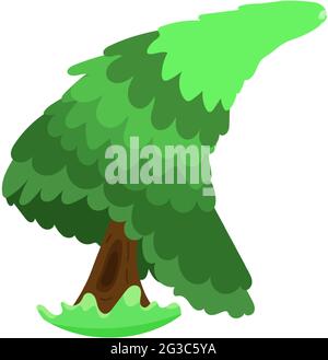 Big tree, pine. Cute tree in cartoon style. Vector illustration. Stock Vector