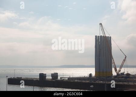 View over the port of Mukran Stock Photo