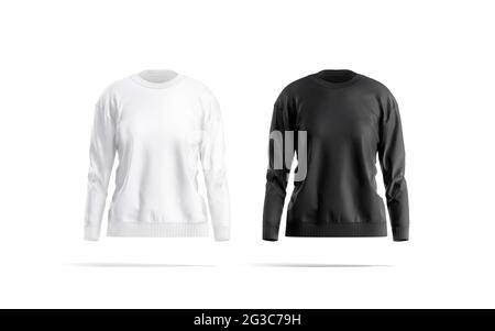 Blank black and white women sweatshirt mockup, front view Stock Photo