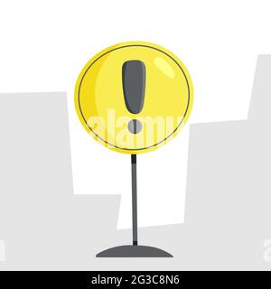 Road sign with an exclamation mark. Traffic Laws. Vector illustration. Stock Vector
