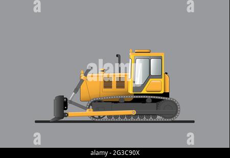 Yellow goose bulldozer. Construction machinery. Flat vector illustration. Stock Vector