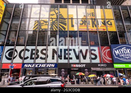 Colorful electronic advertising screens in Times Sq., New York City, USA Stock Photo