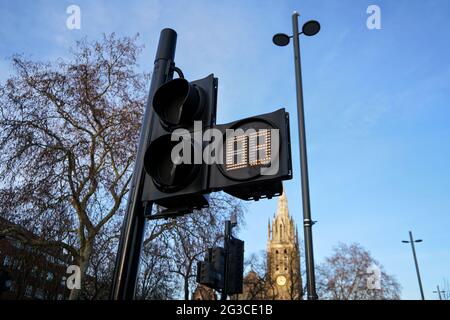 Countdown timer at pedestrian crossing traffic light Stock Photo