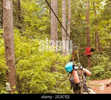 Playing Adventure Boy Playing Jungle In Forest Stock Photo Alamy