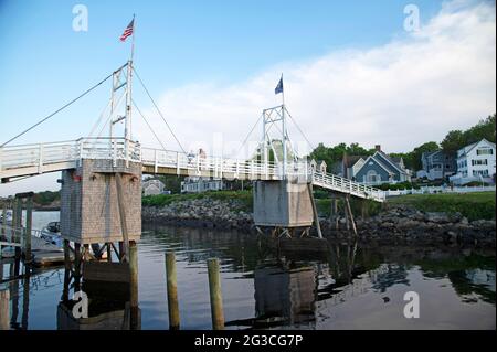 The pedestrian bridge at Perkins Cove, Ogunquit, Maine, USA. Stock Photo