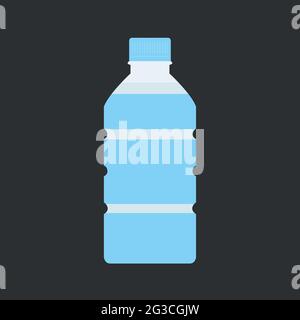 Plastic bottle icon isolated on black background  Stock Vector