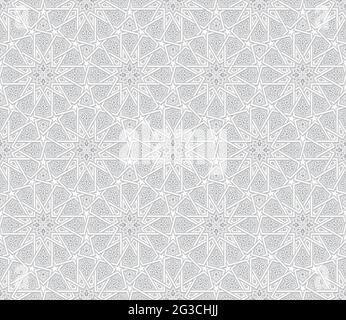 Arabesque Star Pattern, Light Grey Background, Vector Illustration Stock Vector