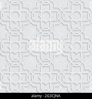 Arabesque Star Pattern with Grunge Light Grey Background, Vector Illustration Stock Vector