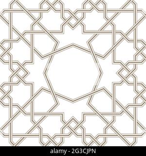 Islamic star pattern grey lines with white background Stock Vector