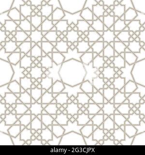 Arabesque Star Pattern with Grunge Light Grey Background, Vector Illustration Stock Vector