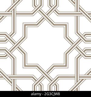 Islamic star pattern grey lines with white background Stock Vector