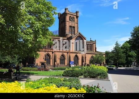 The Collegiate & Parish church of St John the Baptist, on Fleet St, located in the medieval area of Spon Street, in Coventry city centre, UK Stock Photo