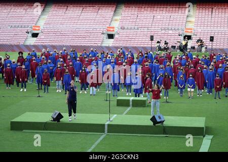 Barcelona, Spain. 15th June, 2021. June 15, 2021, Barcelona, Catalonia, Spain: Presentation at the Camp Nou stadium of the new shirt for the 2021-22 season. Photo JGS/Cordon Press Credit: CORDON PRESS/Alamy Live News Stock Photo