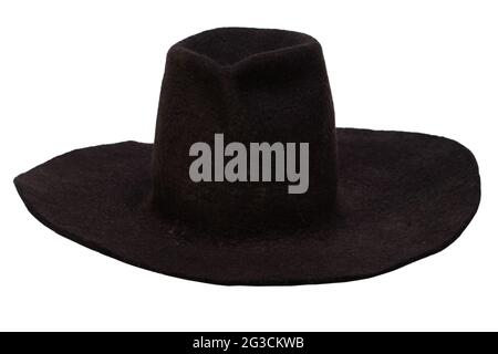 Retro vintage men's black hat isolated on white background Stock Photo