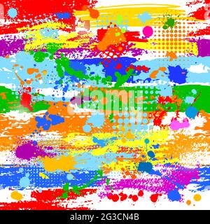 Seamless rainbow background made from brush strokes. Vector illustration Stock Vector