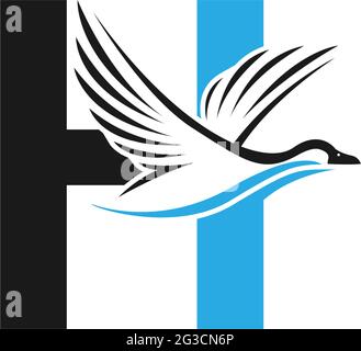 Letter H with duck icon logo design illustration vector Stock Vector