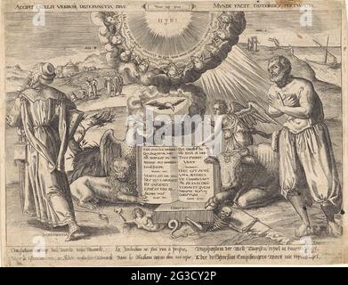 Disobedience And Obedience Allegorical Representations Of Man Between Good And Evil In The Middle An Open Bible With Bible Quotes In Latin Marked Christ The Diabolical Hose From The Fall And Death