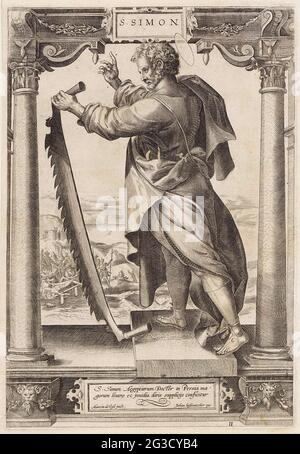 Simon Zelotes sawn in half; Martyrdom of twelve apostles. The apostle ...