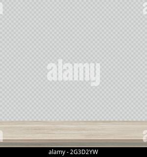 Large table top solid wood texture, transparent background - Vector illustration Stock Vector