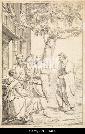 Socrates and Xantippe. Xantippe, the woman of Socrates, throws in her ...