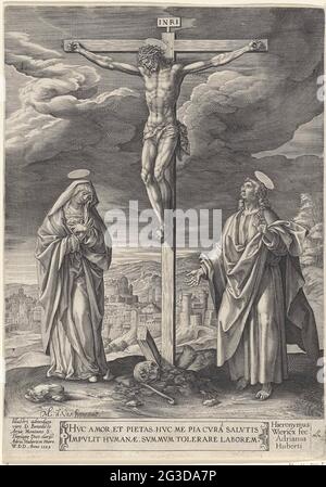 Christ on the cross, The body of Christ hangs on the cross. Mary and ...