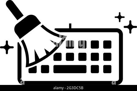 Keyboard cleaning, PC cleaning vector icon illustration Stock Vector