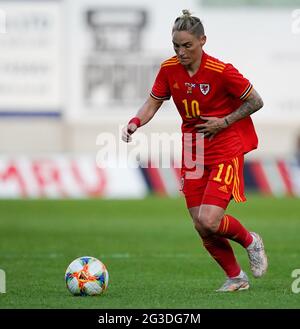 Llanelli, UK. 15th June, 2021. Jess Fishlock seen in action during the Women's Friendly football match between Wales and Scotland at Parc Y Scarlets. (Final score; Wales 0:1Scotland). Credit: SOPA Images Limited/Alamy Live News Stock Photo