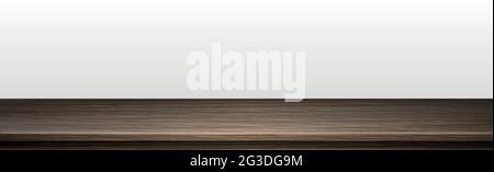 Large table top, solid wood texture, white background - Vector illustration Stock Vector